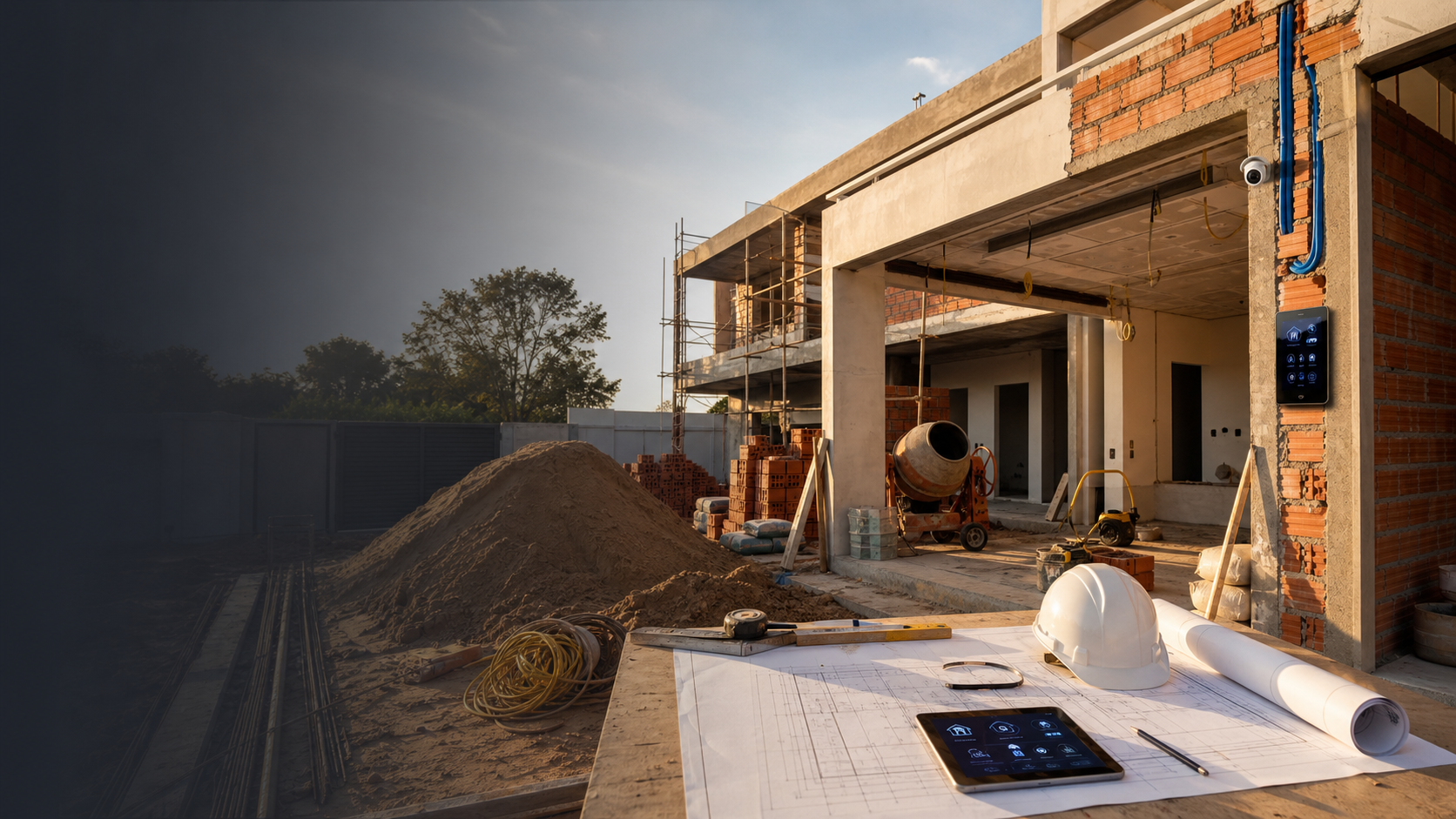 Obra residencial com planejamento e automação